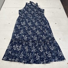 Michael Kors Navy Blue Floral Tie Back Halter Tank Dress Women's Size XXL New
