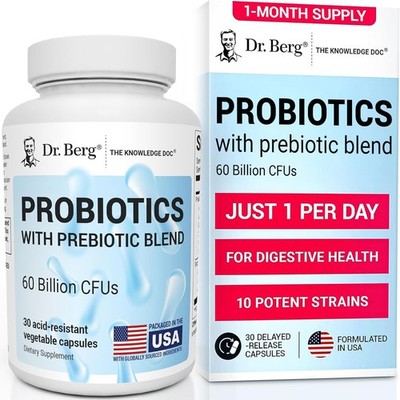 Dr. Berg Probiotic Supplement (60 Billion CFUs) - Helps Ease Occasional Constipa