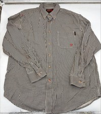 Ariat Work FR XL Button Up Shirt HRC2 Blue Stripe Welding Electrician 2112