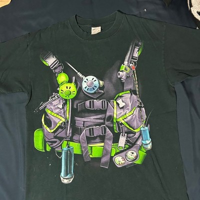 Vintage 90s Human-i-Tees Scuba Diver Gear Double Sided T-Shirt