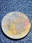 988 💎 AU+ 1878 S Over S Morgan Silver Dollar Vibrant Neon Obv Toning