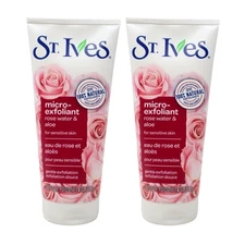2x St. Ives Micro-Exfoliant Rosewater & Aloe Vera Sensitive Skin Face Scrub, 6oz