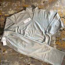 ALO Gray Sweatsuit Tracksuit Set 1/4 Zip Sweatshirt  Pants Women's Size M