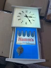 Vintage Hamms Beer light up clock Bar sign Game Room Man Cave Clock pendalum