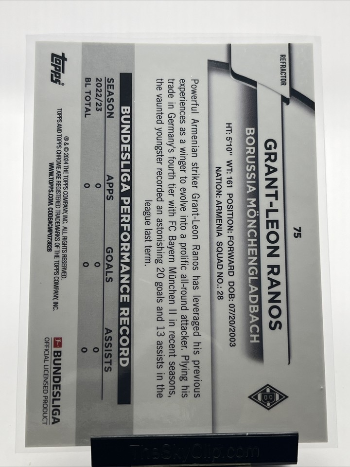 2023-24 Topps Bundesliga 75 Grant-Leon Ranos, Borussia Mönchengladbach ...