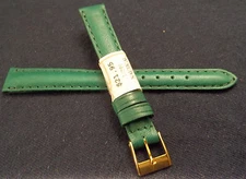 France Green Ladies Padded Calf Water Resistant 12mm Watch Band Gold Tone Buckle