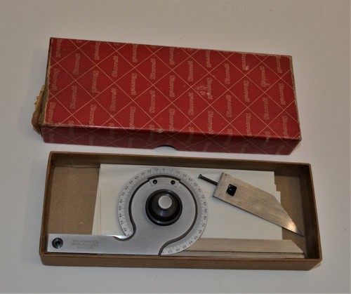 Starrett Universal Bevel Protractor C359A w Acute Angle Attachment w box papers - Picture 2 of 2