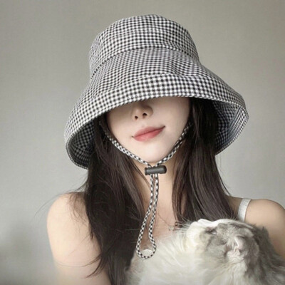 Chic Houndstooth Reversible Bucket Hat for Women TweedHoundstoothSuriAlpacaBuck  main image 3