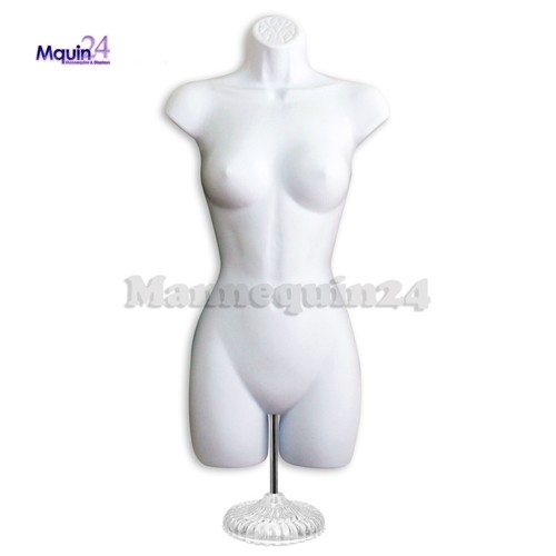 White Mannequin Torsos - Set of Female & Child Body Forms w/1 Stand + 2 Hangers - Picture 5 of 7
