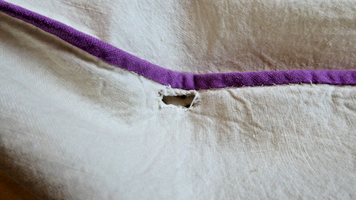 Vintage Handmade Purple Lilac Southern Bell Cotton Clothes Pin Hanger Holder Sak - Picture 6 of 8