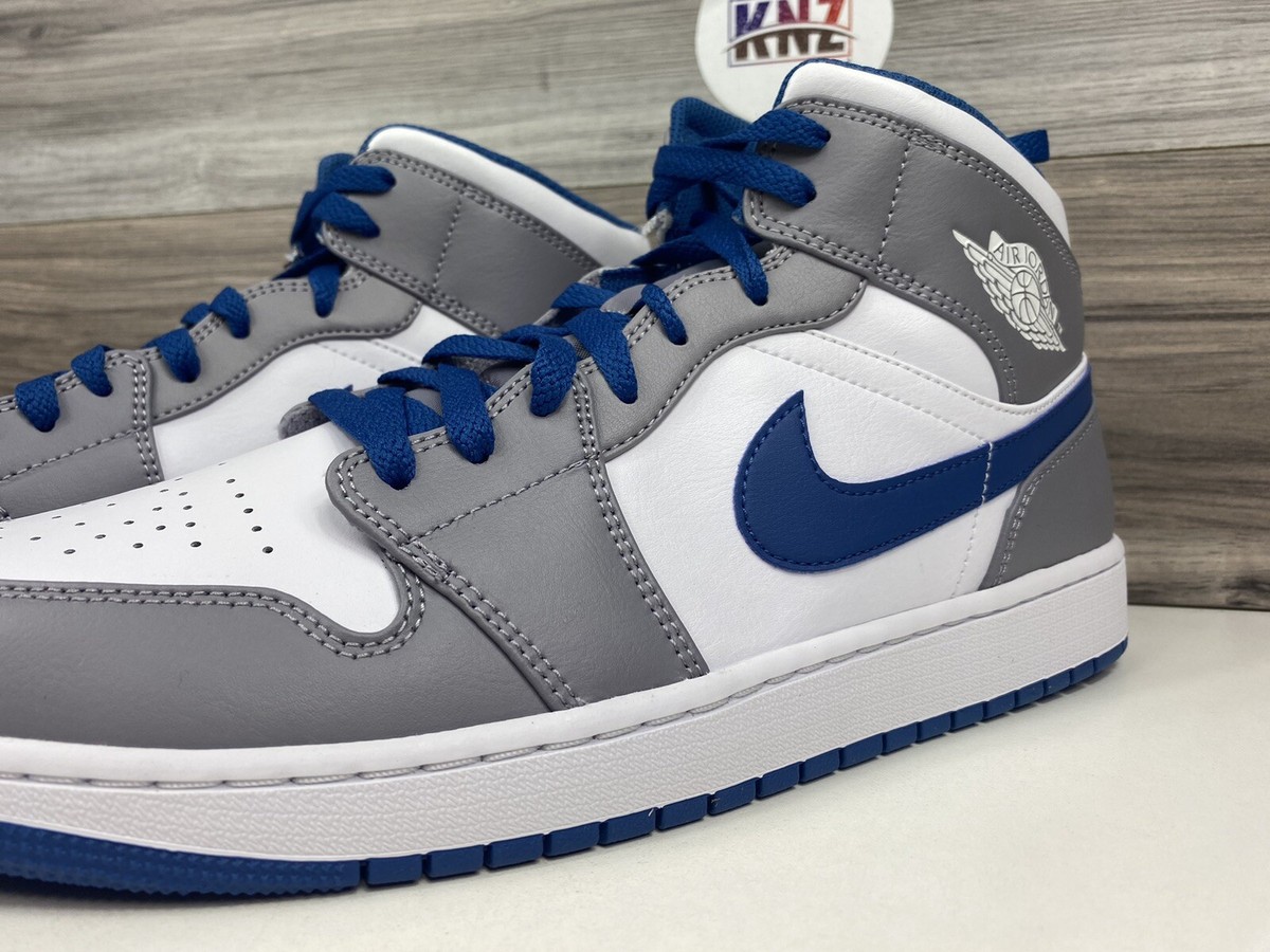 ★NIKE★Jordan 1 Mid Cement Grey True Blue★大人気★ Nike Air Jordan 1 Mid Cement Grey True Blue Men AJ1 Size 10