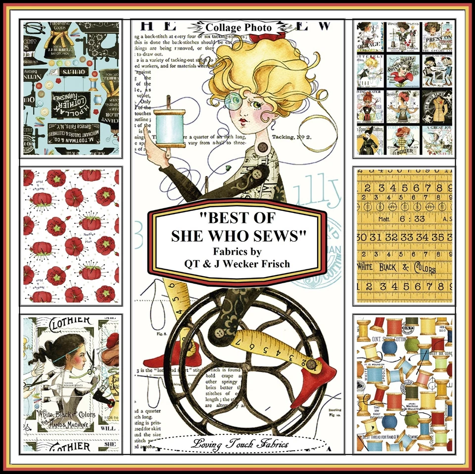 RILEY BLAKE,J W FRISCH, "BEST OF SHE WHO SEWS" BIBLE VERSE SNIPPETS, FABRICS