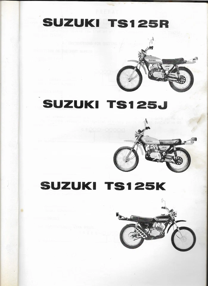 GENUINO OEM SUZUKI MOTO TS125 1973 Catálogo de piezas Manual Libro Foto 2 de 3