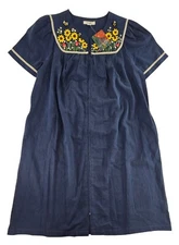 NEW Go Softly Small S Zip Patio Dress Denim Bees Sunflower