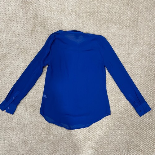 Camicia blusa ROCK & REPUBLIC Royal BLU vestibilità slim VELATA tasche superiori XS S $69 - Foto 5 di 7