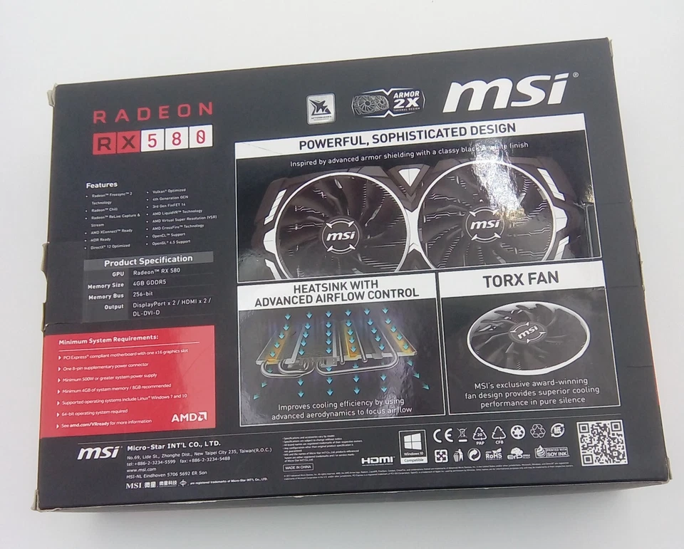 MSI Radeon RX 580 4GB RADEON RX 580 ARMOR 4G OC Video Card As-Is Parts - Image 4 of 4
