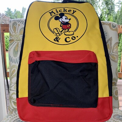 New! Disney Mickey & Co Canvas Backpack Colorblock Disney Mickey‎ & Co Backpack Red Yellow Black Retro Colorblock main image 2