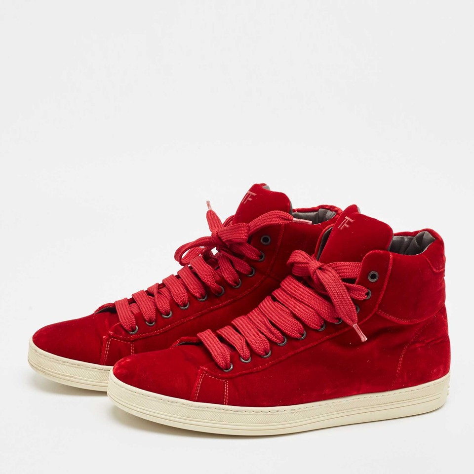 Tom Ford Red Velvet Russell High Top Sneakers Size 44 eBay