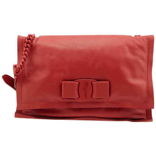 SALVATORE FERRAGAMO Viva Bow Padded Black Leather Shoulder SALVATORE FERRAGAMO Viva Bow Padded Black Leather Shoulder