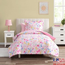 5-Piece Pink Wildflower Kids Bedding Set Comforter Sheets Pillowcase Bunk Bed US