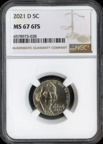 2021 D Jefferson Nickel 5C NGC MS67 FS BUSINESS Quality