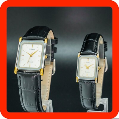 Vintage SEIKO Pair Watch Tank Dolce Exceline 7741-5050 1221-5820