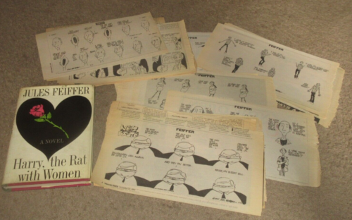 JULES FEIFFER - 2 HARDCOVERS, 1 PAPERBACK & 25 CARTOONS ( VILLAGE VOICE)