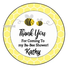 12 Bumble Bee Baby Shower Stickers Favors Labels tags 2.5" Gender Neutral bees