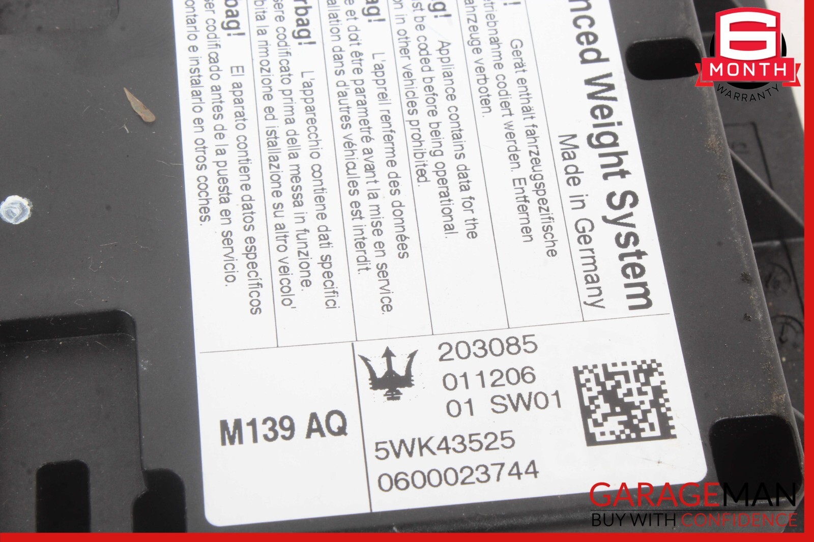 03-08 Maserati Quattroporte M139 AWS Advanced Weight System Control Module OEM