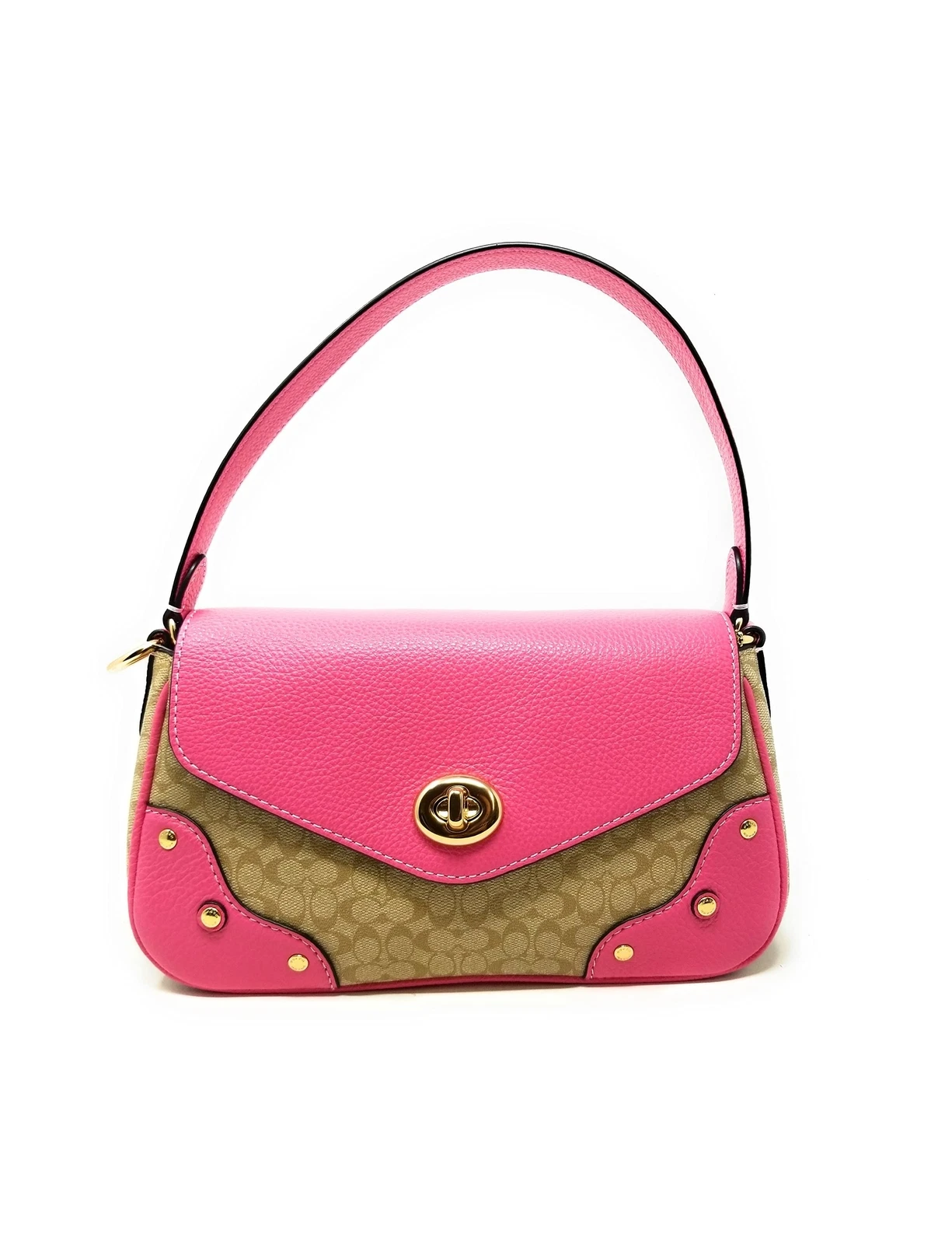 Borsa a tracolla Coach donna Millie in tela firmata colorblock IM Kaki Petuni