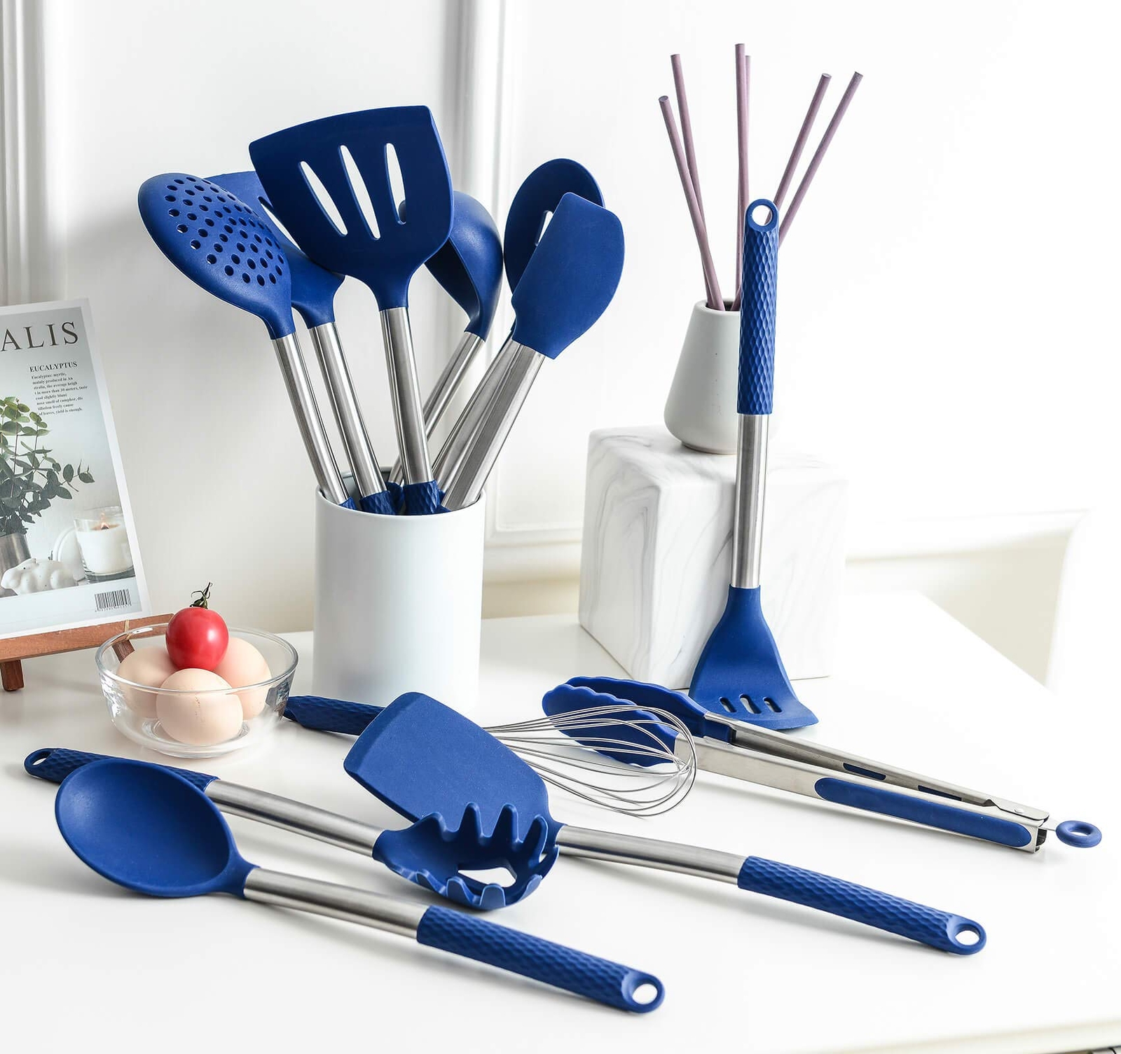 Silicone Cooking Utensil Kitchen Utensil Set: 12 Pieces Kitchen Gadgets for B...