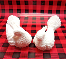 Set of 2 White Santini Classic Alabaster Dove Statues Made in Italy
