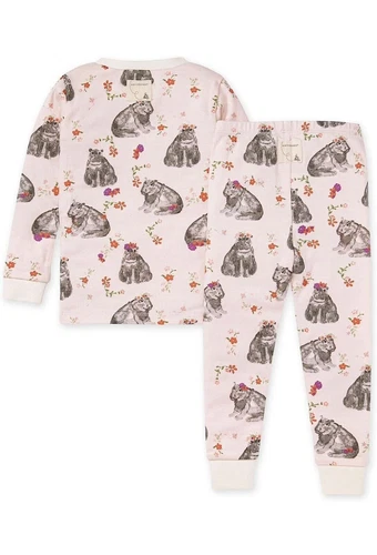 Burt's Bees Baby - 2 Toddler - Organic Cotton Hippie Hippos Footed Pajamas