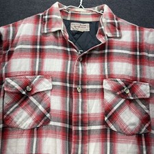 Vtg 70s Arrow Sportswear Flannel Shirt Lined Plaid Side Pockets Med Distressed