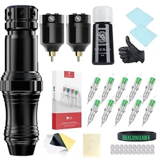 Wireless Tattoo Pen Machine Gun Battery Power Supply Cartridges Needles Ink Kit