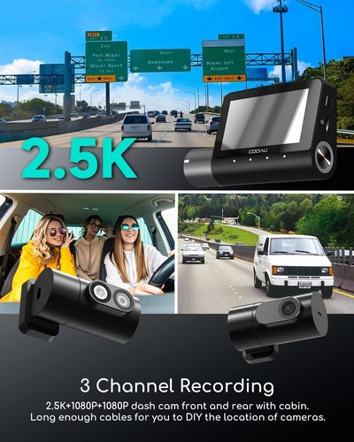 COOAU 2.5K Dual Dash Cam Front and Inside,Build-in GPS WiFi,Dash Camera for Car - Picture 3 of 44