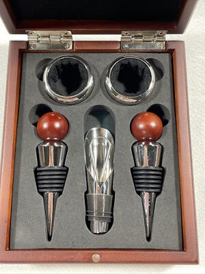 ワイン Brookstone 6-Piece Rosewood Wine Set Brookstone Rosewood Wine Set 6 Piece Toppers Wine Lovers Storage