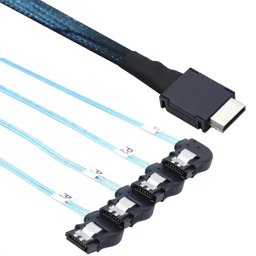 Cable de datos conector ángulo recto OCuLink PCIE SAS SFF-8611 4i a 4 puertos SATA 7P - Imagen 15 de 21