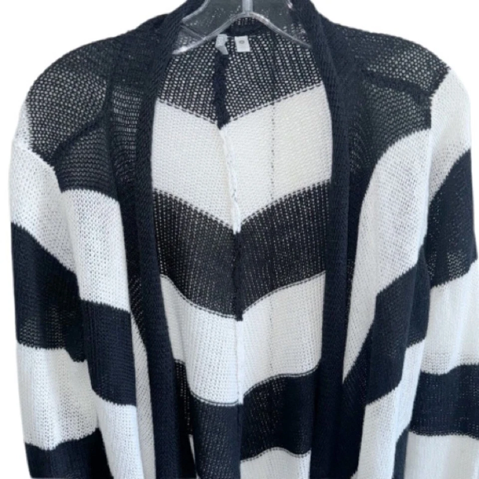 Rip Curl Cardigan Black/White Wide Stripe Open Front Sz Small/8 - Image 3 of 4