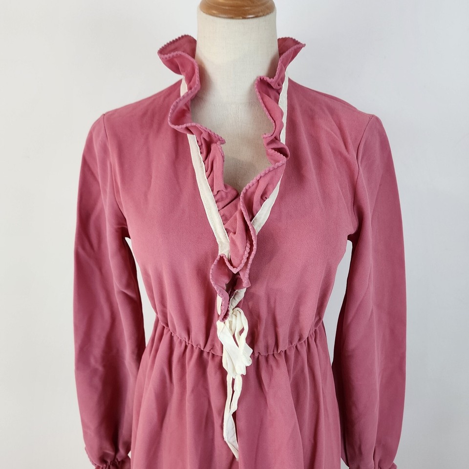 VINTAGE Target Night Dress 60s 70s Dusty Pink Maxi Nylon Sleepwear Nightie eBay