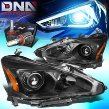 FOR 2013-2015 Nissan ALTIMA SEDAN PROJECTOR HEADLIGHT W/LED KIT+COOL FAN BLACK
