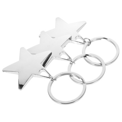 3 Pcs Star Key Charm Metal Pendant Keychain Metal Bag Pendant