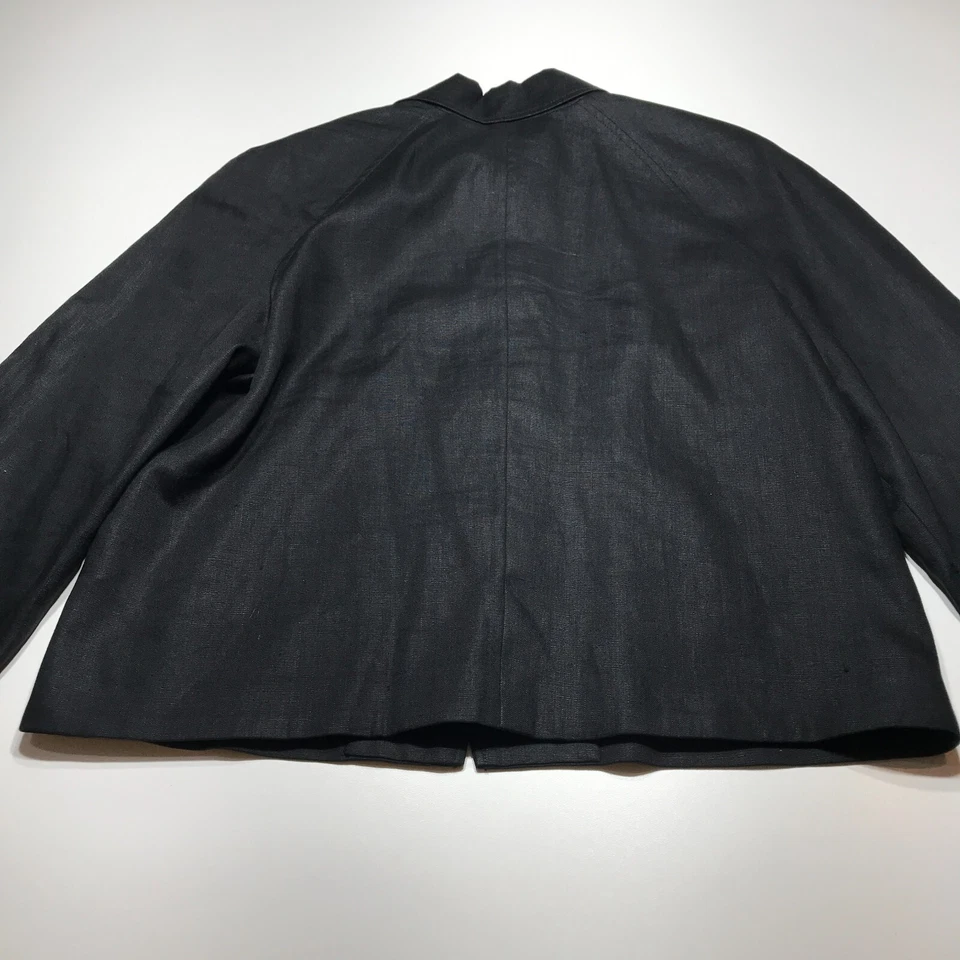 Chaqueta Blazer Valerie Stevens Mujer Talla 12 Lino Puro Forrada Negra Botón Frontal Foto 2 de 4