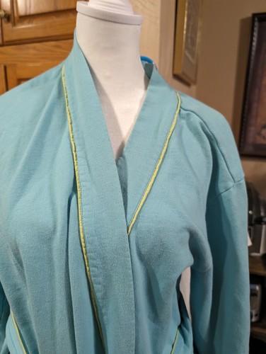 Nick & Nora Holiday Cotton Baby Blue Inner Back Owl Housecoat/Robe Beach Sz S/M - Picture 10 of 10
