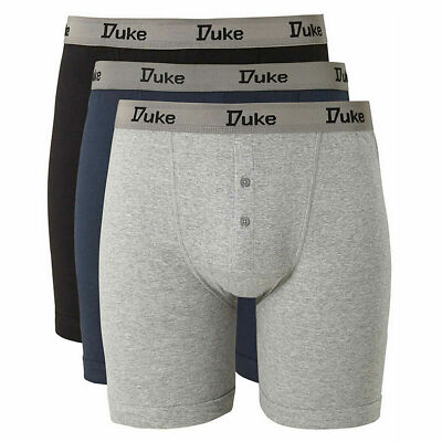 Pack Mens Boxers Shorts Duke Underwear Cotton Trunks Button Fly