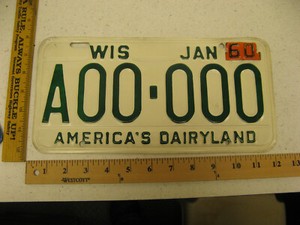 Discounted Online Sale Store 1959 59 1960 60 Wisconisin Wi Sample License Plate A00 000 Amazing Condition Extreme Novelty Bem Law Ui Ac Id