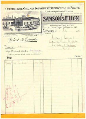 ANGERS (49) SAMENKULTUREN / GARTENBAU ''SAMSON & FILLON'' 1914
