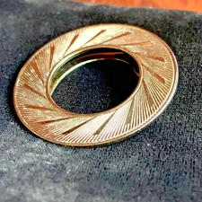 Round Circle Art Deco Textured Scarf Clip Gold Tone Doughnut MCM Retro Jewelry