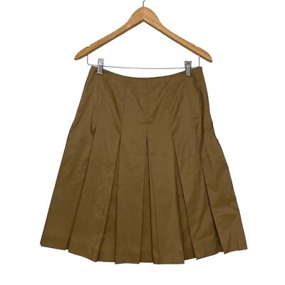 Per se Silk Blend Pleaded Circle Modest Skirt Khaki Women's Size 2