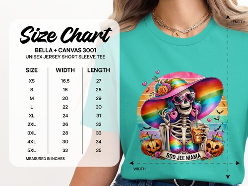Boo-Jee Mama Skeleton with Rainbow Hat and Hearts T-Shirts - Picture 4 of 12